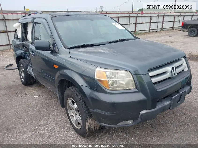 2006 Honda Pilot Ex VIN: 5FNYF18596B028896 Lot: 40263446