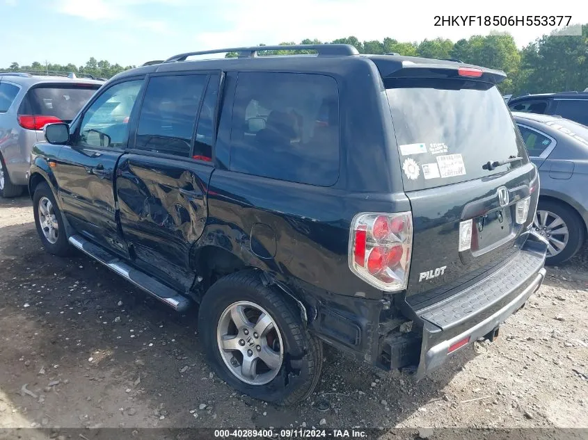 2006 Honda Pilot Ex-L VIN: 2HKYF18506H553377 Lot: 40289400