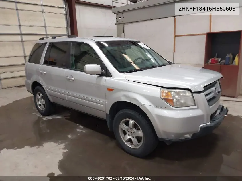 2006 Honda Pilot Ex VIN: 2HKYF18416H550608 Lot: 40291702