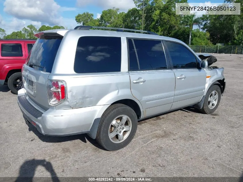 2006 Honda Pilot Ex VIN: 5FNYF28426B050123 Lot: 40292242