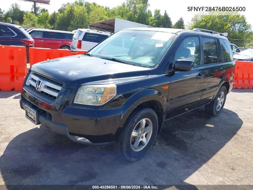 2006 Honda Pilot Ex VIN: 5FNYF28476B026500 Lot: 40296581