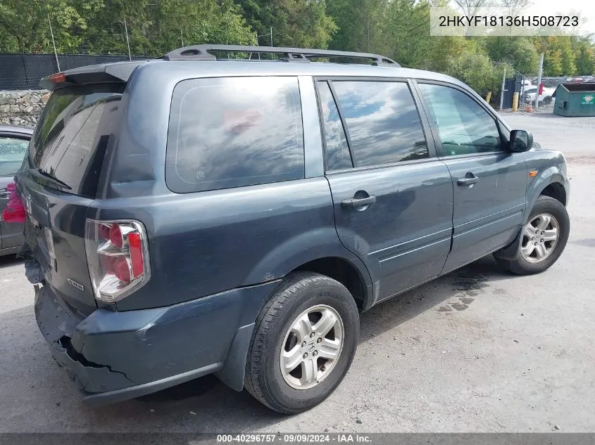 2006 Honda Pilot Lx VIN: 2HKYF18136H508723 Lot: 40296757