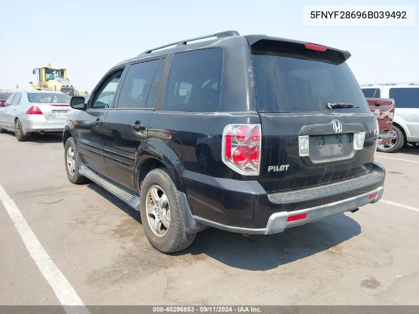 5FNYF28696B039492 2006 Honda Pilot Ex-L