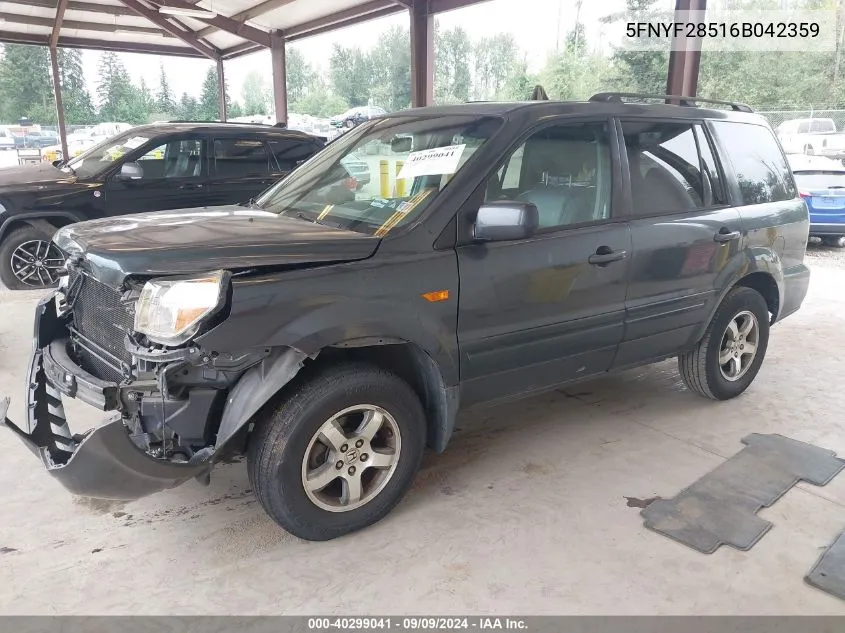 5FNYF28516B042359 2006 Honda Pilot Ex-L