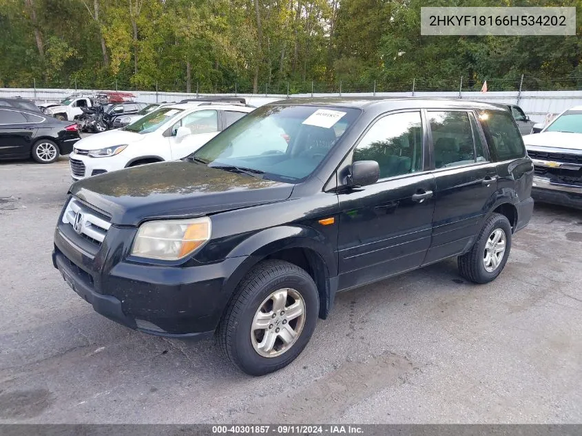 2HKYF18166H534202 2006 Honda Pilot Lx