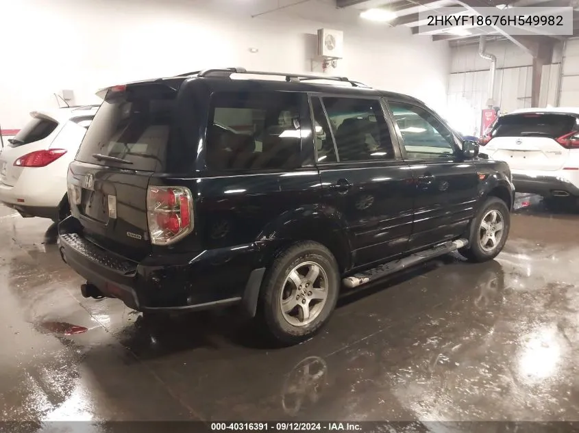 2HKYF18676H549982 2006 Honda Pilot Ex-L