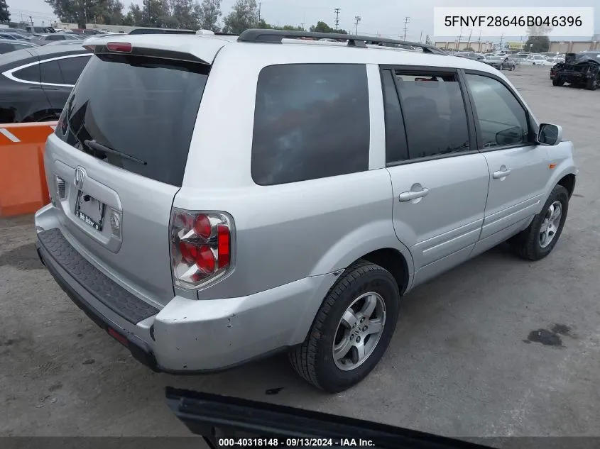 2006 Honda Pilot Ex-L VIN: 5FNYF28646B046396 Lot: 40318148