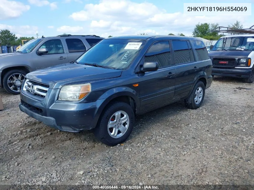 2006 Honda Pilot Lx VIN: 2HKYF18196H554069 Lot: 40355446