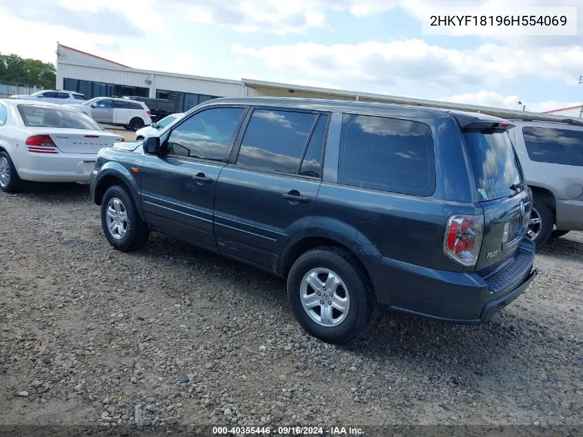 2006 Honda Pilot Lx VIN: 2HKYF18196H554069 Lot: 40355446