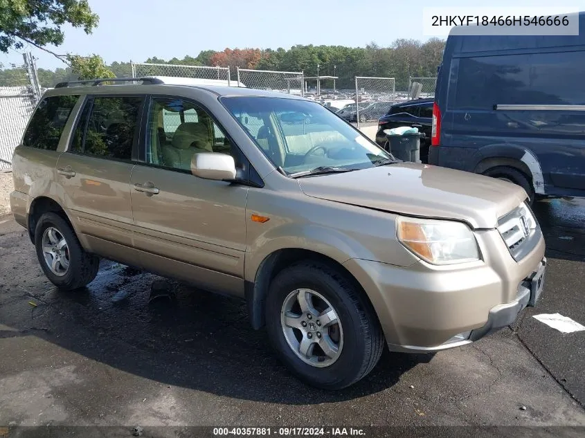 2006 Honda Pilot Ex VIN: 2HKYF18466H546666 Lot: 40357881