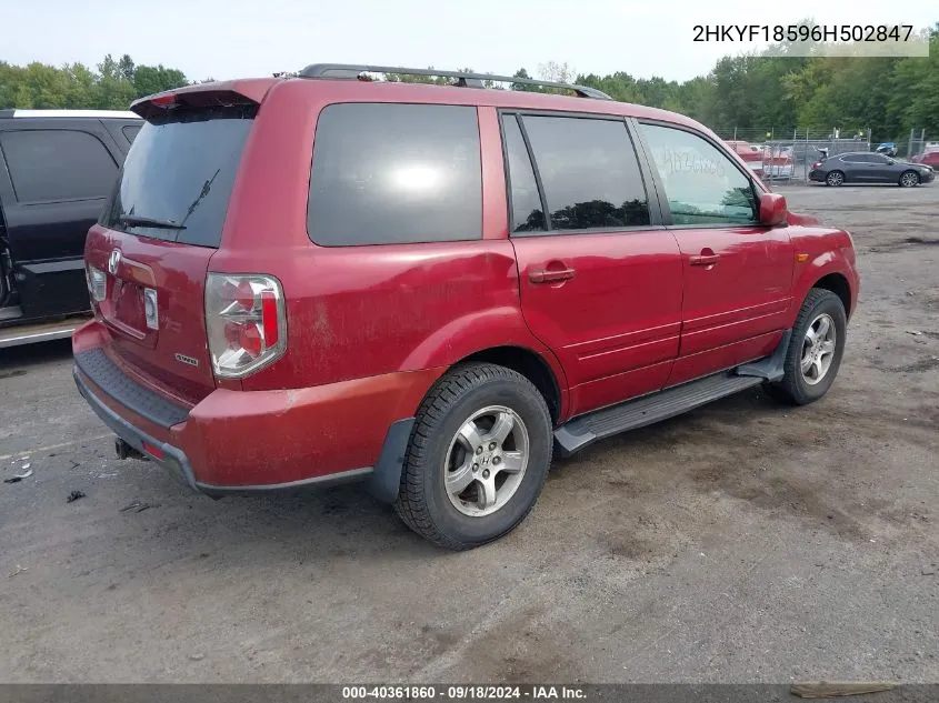 2HKYF18596H502847 2006 Honda Pilot Ex