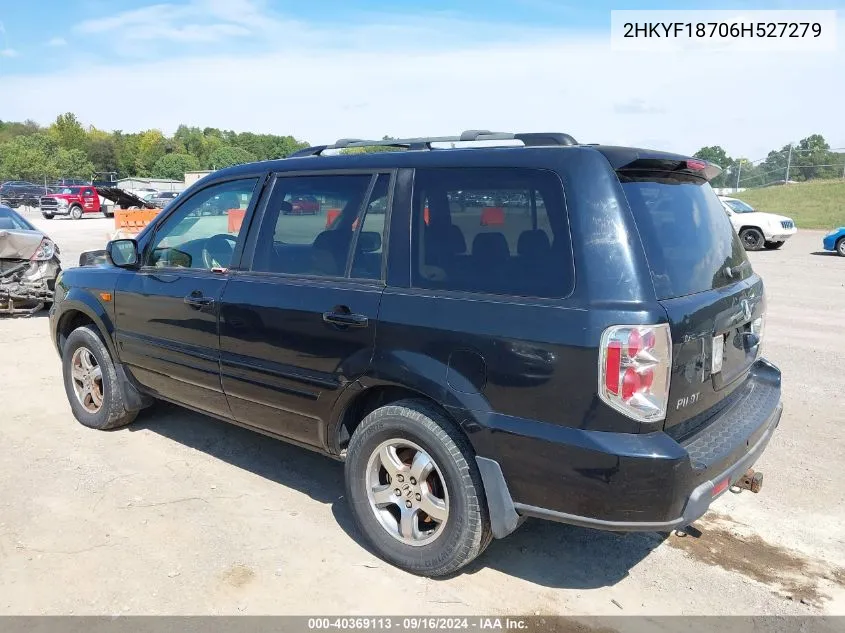 2006 Honda Pilot Ex-L VIN: 2HKYF18706H527279 Lot: 40369113