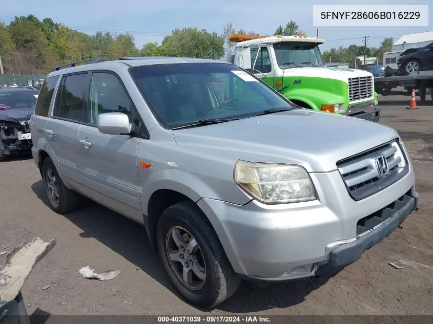 2006 Honda Pilot Ex-L VIN: 5FNYF28606B016229 Lot: 40371039