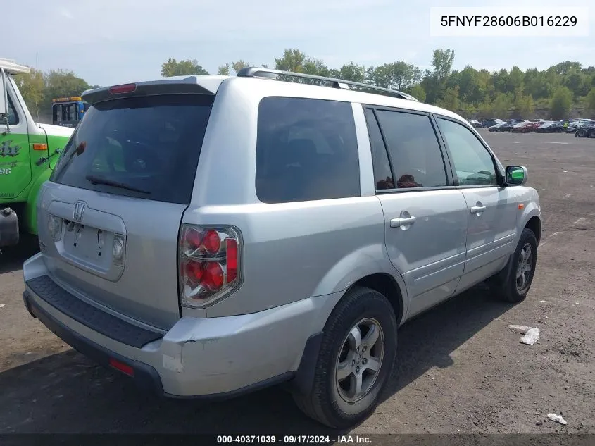 5FNYF28606B016229 2006 Honda Pilot Ex-L