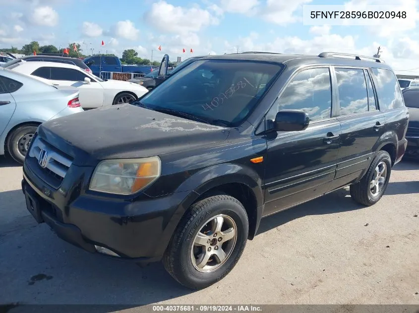 5FNYF28596B020948 2006 Honda Pilot Ex-L