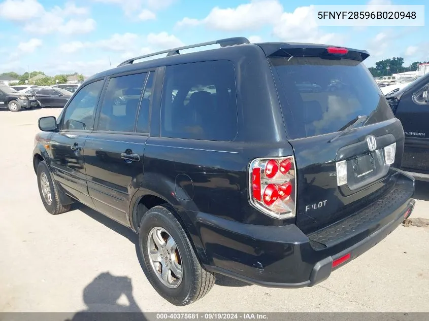 5FNYF28596B020948 2006 Honda Pilot Ex-L