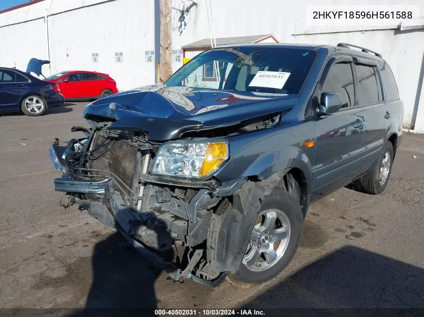 2006 Honda Pilot Ex-L VIN: 2HKYF18596H561588 Lot: 40502031