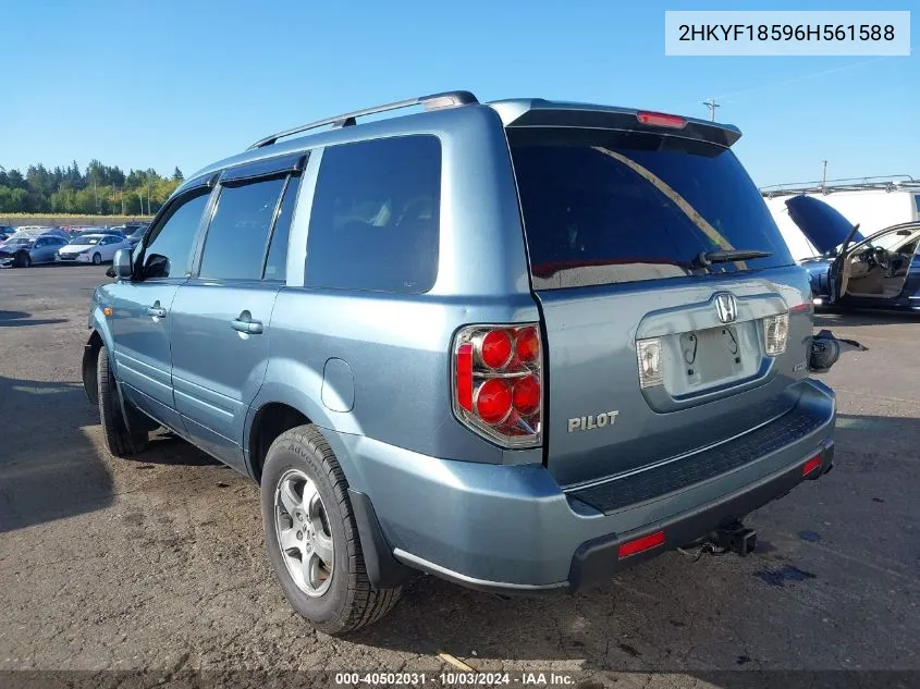 2006 Honda Pilot Ex-L VIN: 2HKYF18596H561588 Lot: 40502031