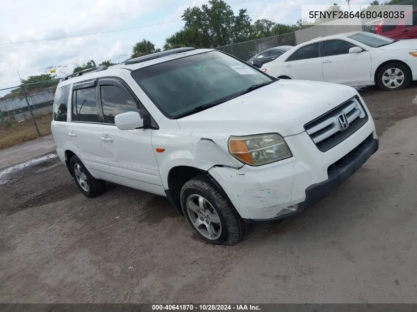 2006 Honda Pilot Ex-L VIN: 5FNYF28646B048035 Lot: 40641870