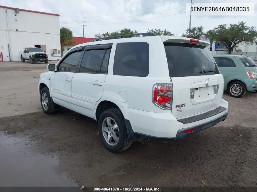 2006 Honda Pilot Ex-L VIN: 5FNYF28646B048035 Lot: 40641870