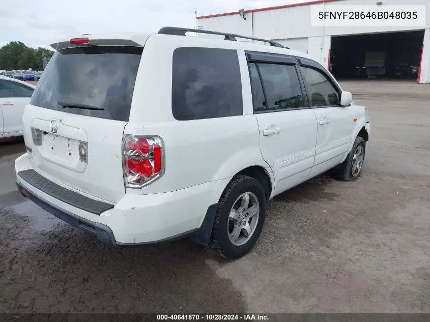 2006 Honda Pilot Ex-L VIN: 5FNYF28646B048035 Lot: 40641870