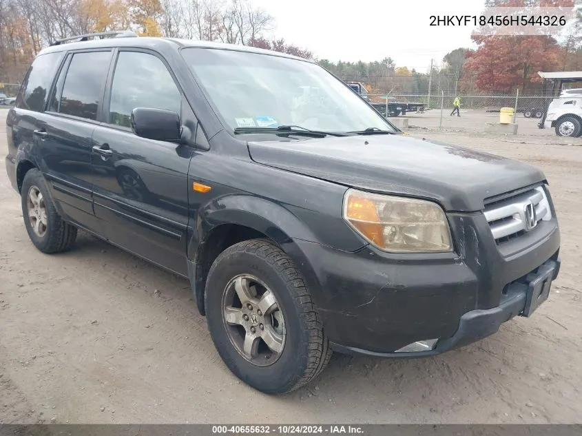 2006 Honda Pilot Ex VIN: 2HKYF18456H544326 Lot: 40655632