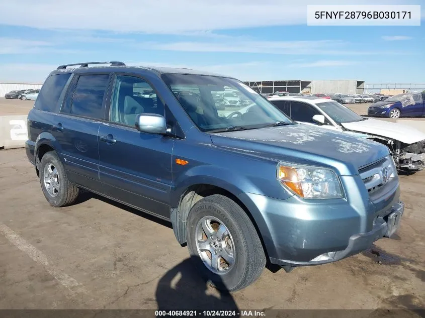 5FNYF28796B030171 2006 Honda Pilot Ex-L