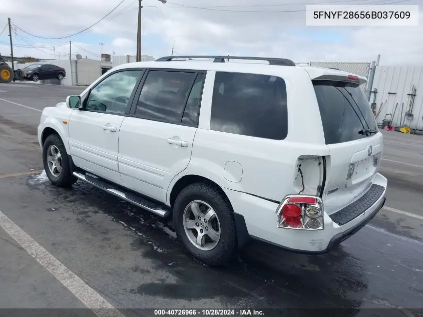 2006 Honda Pilot Ex-L VIN: 5FNYF28656B037609 Lot: 40726966