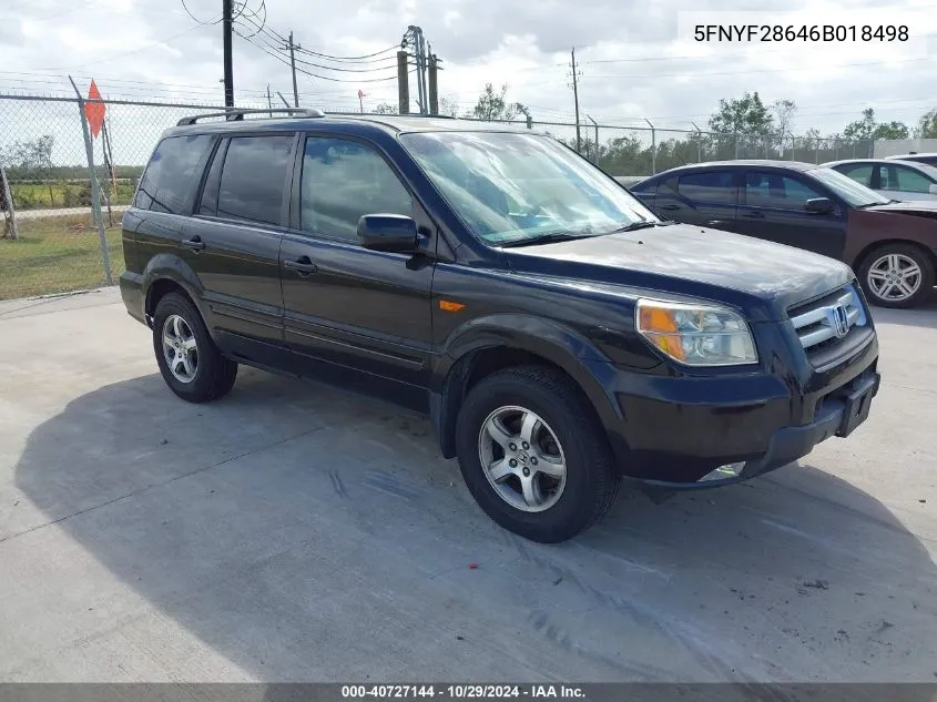 2006 Honda Pilot Ex-L VIN: 5FNYF28646B018498 Lot: 40727144