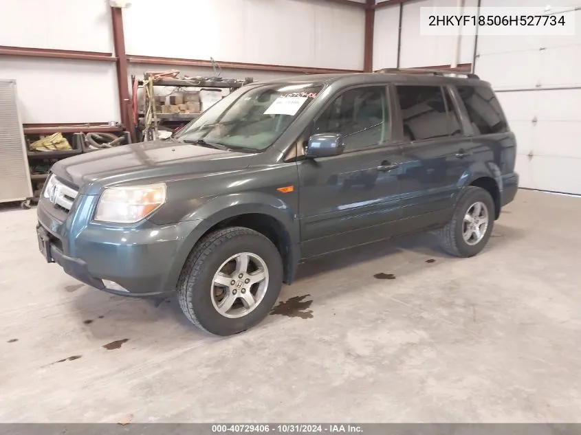 2006 Honda Pilot Ex-L VIN: 2HKYF18506H527734 Lot: 40729406