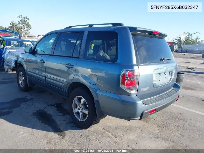 2006 Honda Pilot Ex-L VIN: 5FNYF285X6B032347 Lot: 40733168