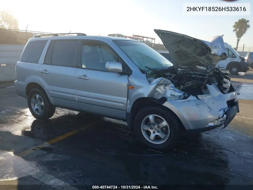 2HKYF18526H533616 2006 Honda Pilot Ex-L