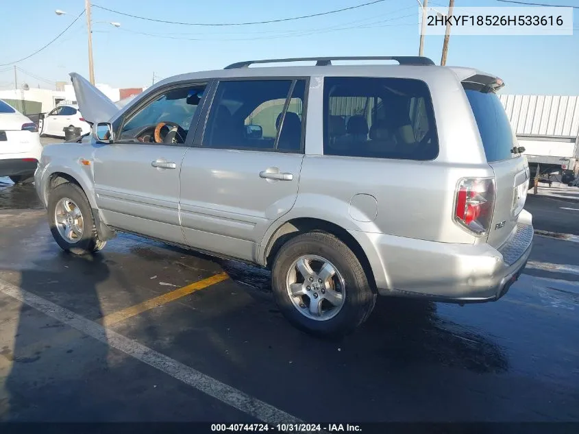 2HKYF18526H533616 2006 Honda Pilot Ex-L