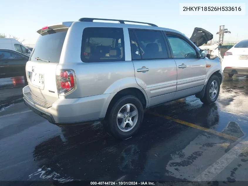 2HKYF18526H533616 2006 Honda Pilot Ex-L