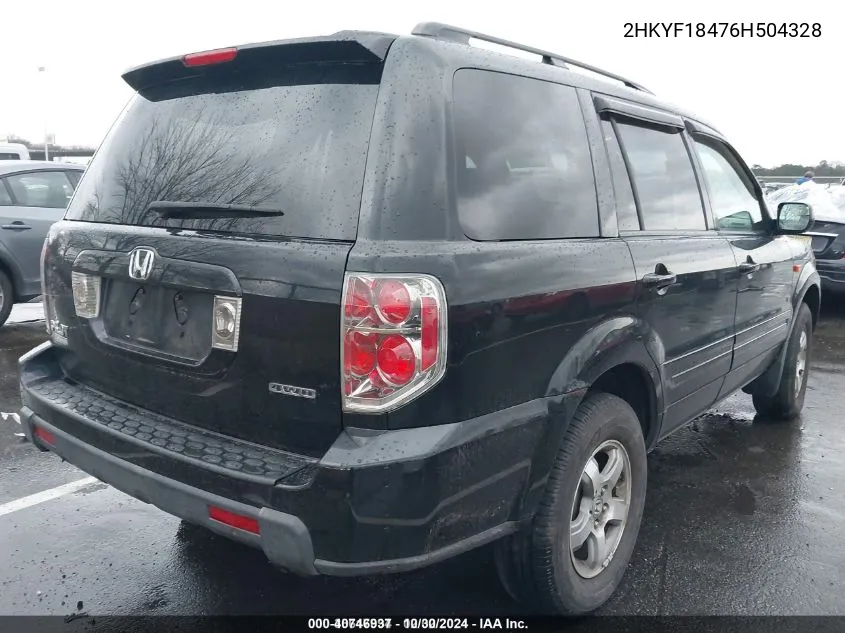 2HKYF18476H504328 2006 Honda Pilot Ex