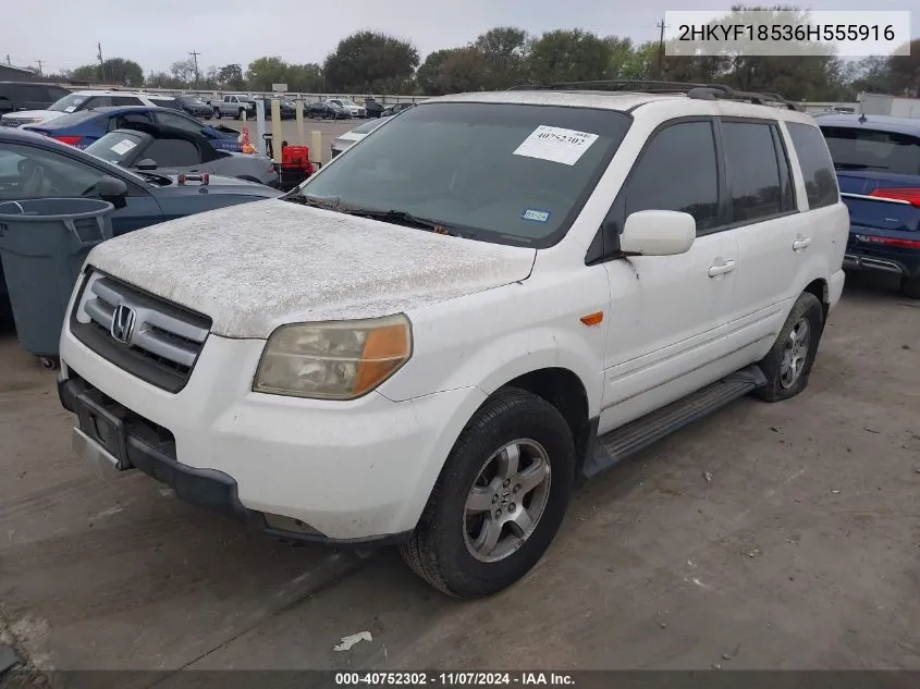 2006 Honda Pilot Ex-L VIN: 2HKYF18536H555916 Lot: 40752302