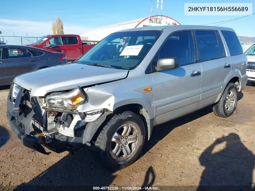 2006 Honda Pilot Lx VIN: 2HKYF18156H556689 Lot: 40792236