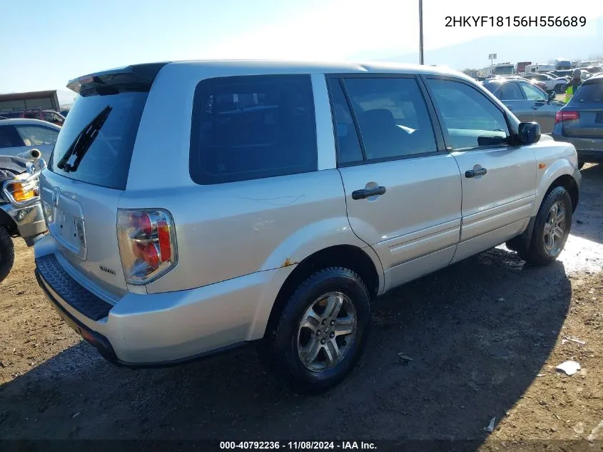 2006 Honda Pilot Lx VIN: 2HKYF18156H556689 Lot: 40792236