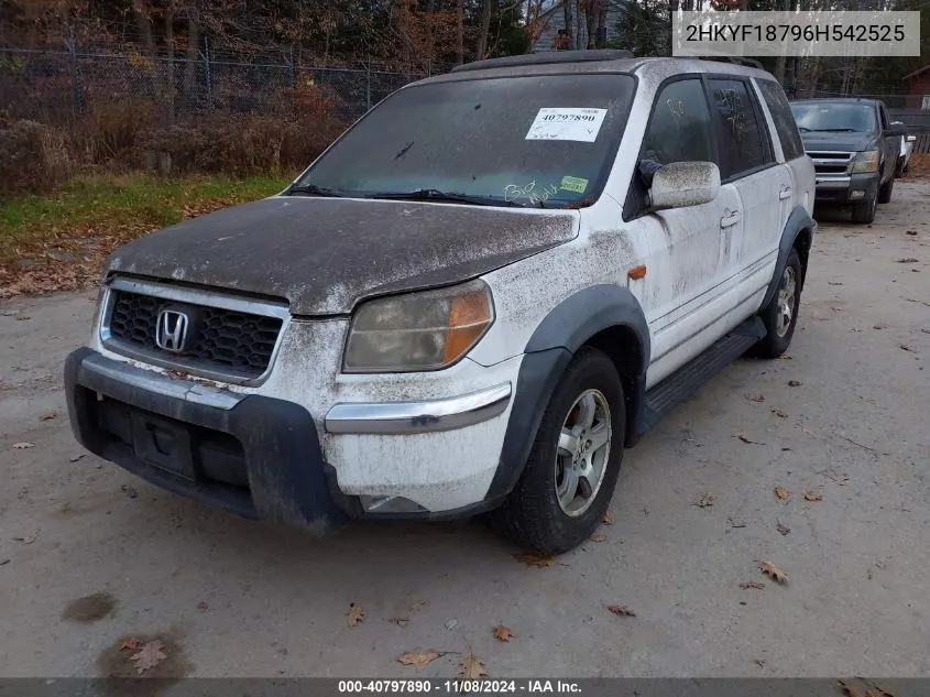 2006 Honda Pilot Ex-L VIN: 2HKYF18796H542525 Lot: 40797890