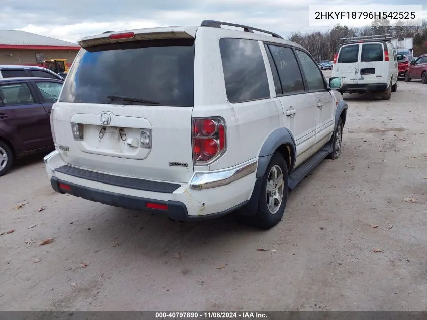 2006 Honda Pilot Ex-L VIN: 2HKYF18796H542525 Lot: 40797890