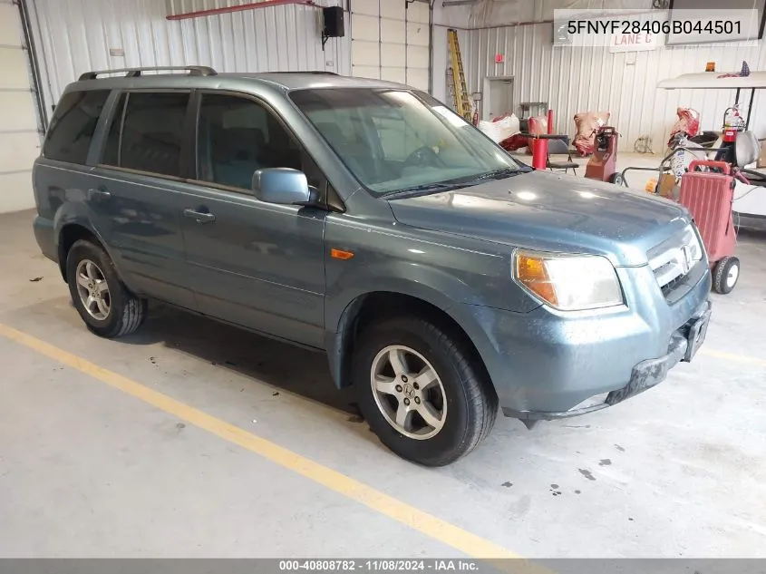 2006 Honda Pilot Ex VIN: 5FNYF28406B044501 Lot: 40808782