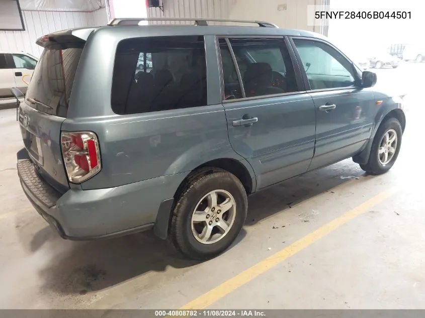 2006 Honda Pilot Ex VIN: 5FNYF28406B044501 Lot: 40808782