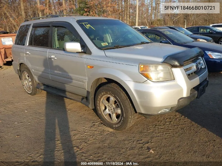 2006 Honda Pilot Ex VIN: 5FNYF18466B010721 Lot: 40898680