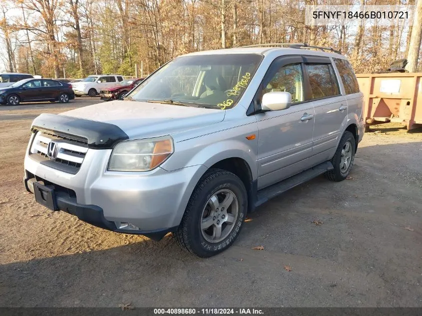 2006 Honda Pilot Ex VIN: 5FNYF18466B010721 Lot: 40898680