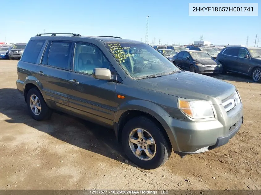 2007 Honda Pilot VIN: 2HKYF18657H001741 Lot: 12137577