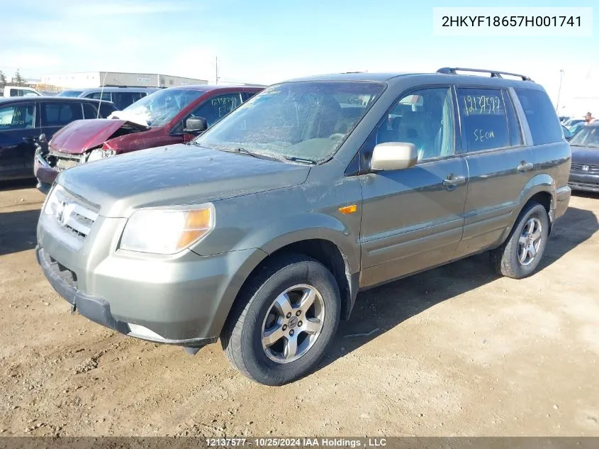 2007 Honda Pilot VIN: 2HKYF18657H001741 Lot: 12137577