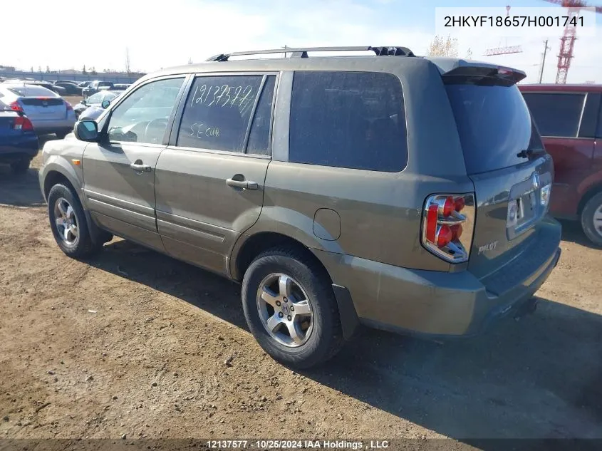 2007 Honda Pilot VIN: 2HKYF18657H001741 Lot: 12137577