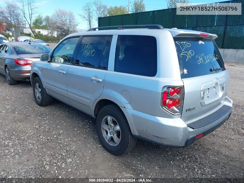 2007 Honda Pilot Ex-L VIN: 2HKYF18527H508796 Lot: 39294832