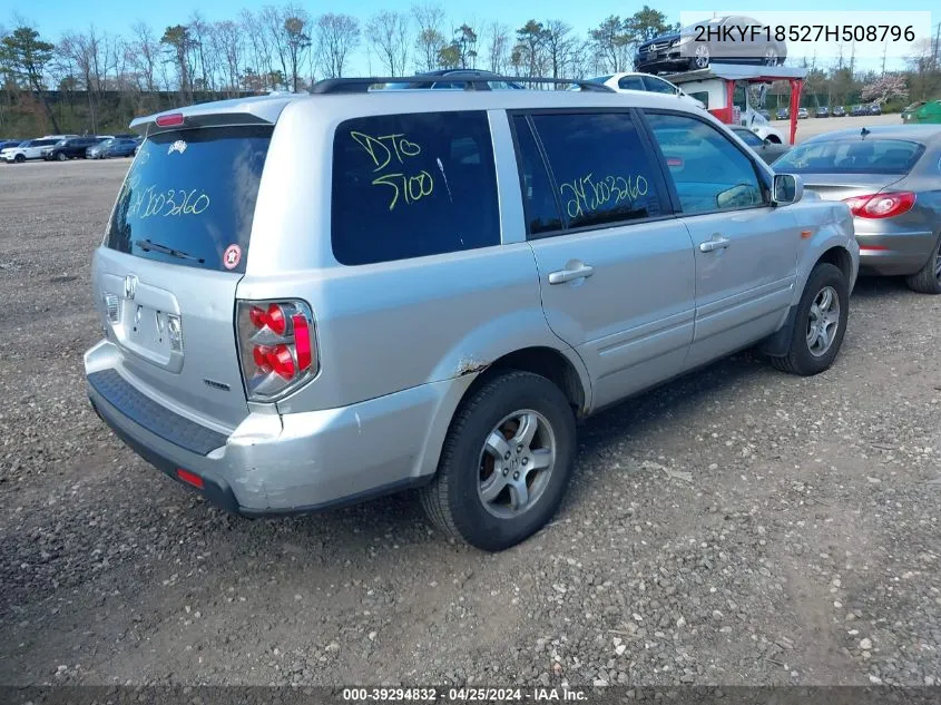 2007 Honda Pilot Ex-L VIN: 2HKYF18527H508796 Lot: 39294832