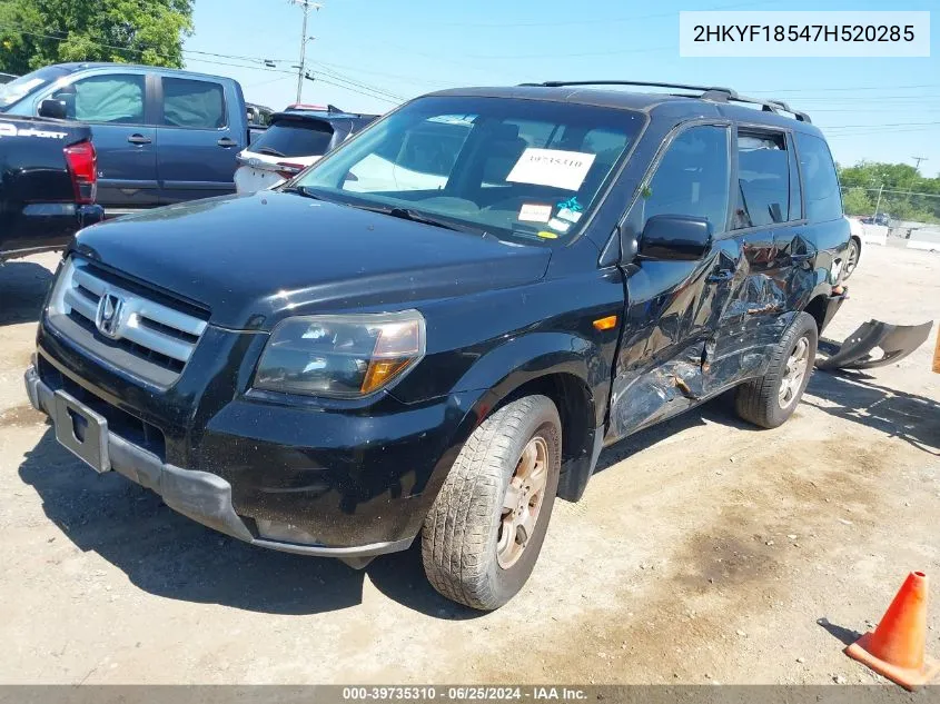 2007 Honda Pilot Ex-L VIN: 2HKYF18547H520285 Lot: 39735310